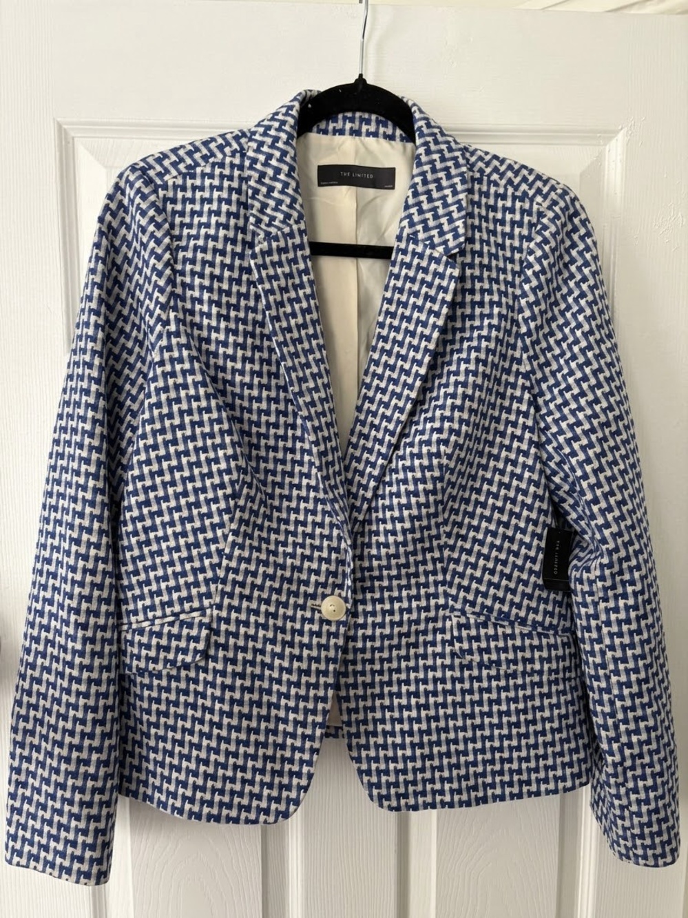 NWT The Limited Blue White Woven Blazer Jacket XL